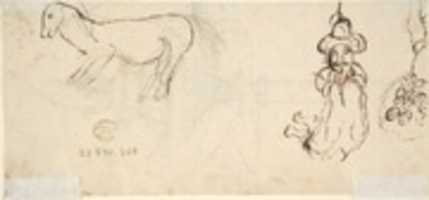 Free download Drawing for a Rattle and Whistle (recto); Crude Sketches of an Equine Animal and a Figure in Exotic Costume (verso) free photo or picture to be edited with GIMP online image editor