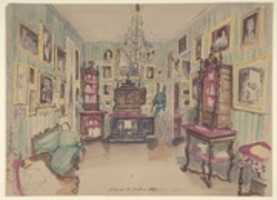Free download Drawing of an Interior: Cabinet du Salon free photo or picture to be edited with GIMP online image editor