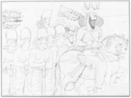 Free download Drawing: Rock relief of Shapur I (r. A.D. 241-272) and members of his court at Naqsh-i Radjab, southern Iran free photo or picture to be edited with GIMP online image editor