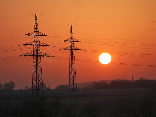 Free download dusk electricity pylons industry free picture to be edited with GIMP free online image editor