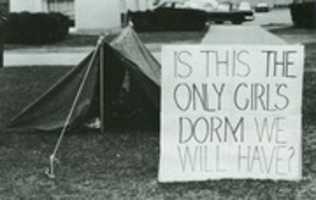 Free download Eames Hall: womens tent dorm protest, 1970 free photo or picture to be edited with GIMP online image editor