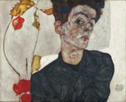 Free download Egon Schiele, Self Portrait With Physalis free photo or picture to be edited with GIMP online image editor