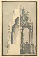 Free download Elevation and Section for a Catafalque for the Dauphin of France, d. 1711 free photo or picture to be edited with GIMP online image editor