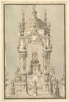 Muat turun percuma Elevation of a Catafalque with royal Crown dan Order of the Golden Fleece, untuk Duke of Lorraine, mungkin Leopold (d. 1729) foto atau gambar percuma untuk diedit dengan editor imej dalam talian GIMP