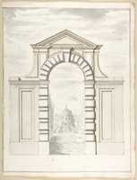 Free download Elevation of a Garden Gate Showing a Palazzo or Villa in the Distance free photo or picture to be edited with GIMP online image editor