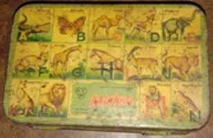 Free download English Alphabets Images printed Krishna Sweets Vintage Sweets Tin Box in my collection free photo or picture to be edited with GIMP online image editor