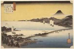 Free download Evening Glow at Sea (Seta no Sekisho), from Eight Views of the Province Omi (Omi Hakkei) free photo or picture to be edited with GIMP online image editor