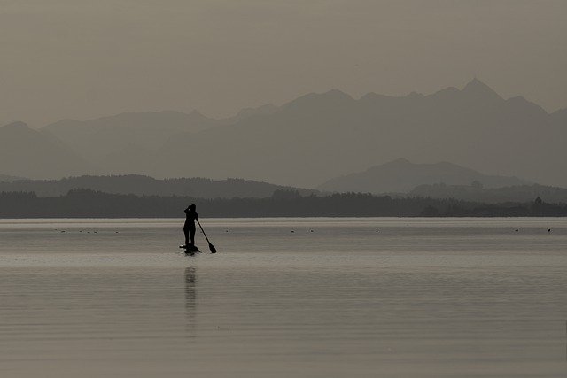 Free download fall mist lake chiemsee paddler free picture to be edited with GIMP free online image editor