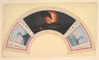 Free download Fan Design with Eruption of Vesuvius and Three Views free photo or picture to be edited with GIMP online image editor