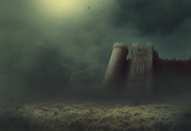 Free download fantasy castle fog meadow tree free picture to be edited with GIMP free online image editor