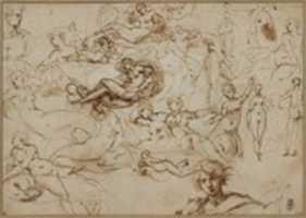 Free download Figure Studies for Various Female and Male Figures (recto); Threes Amors in the Garden of Venus (verso) free photo or picture to be edited with GIMP online image editor