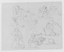 Free download Five Figure Studies; Two Studies of Lions (from Sketchbook) free photo or picture to be edited with GIMP online image editor