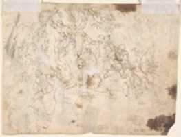 Free download Five Men Around an Anvil, verso: Figures in a Wood (The Preaching of Saint John the Baptist?) free photo or picture to be edited with GIMP online image editor