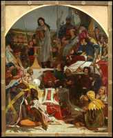 Unduh gratis Ford Madox Brown, Chaucer At The Court Of Edward III foto atau gambar gratis untuk diedit dengan editor gambar online GIMP