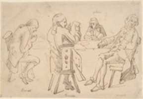 Free download Four Artists seated at a table (Brunet, Potier, Tiercetin [?], Vernet) free photo or picture to be edited with GIMP online image editor