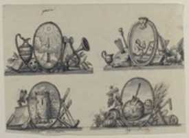 Free download Four Designs for Emblems (recto); Sketch of Three Putti (verso) free photo or picture to be edited with GIMP online image editor