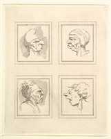 Free download Four Heads (from Characaturas by Leonardo da Vinci, from Drawings by Wenceslaus Hollar, out of the Portland Museum) free photo or picture to be edited with GIMP online image editor