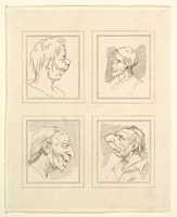 Free download Four Heads (from Characaturas by Leonardo da Vinci, from Drawings by Wincelslaus Hollar, out of the Portland Museum) free photo or picture to be edited with GIMP online image editor