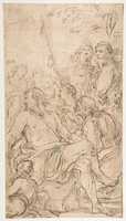 Free download Fragment of a Composition with a Reclining Semi-Nude Man Surrounded by Soldiers and Other Onlookers in a Landscape free photo or picture to be edited with GIMP online image editor