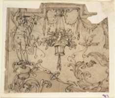 Free download Fragment of an Ornament Design after the antique; Candelabrum with caryatid supporting entablature, with acanthus rinceau & birds free photo or picture to be edited with GIMP online image editor
