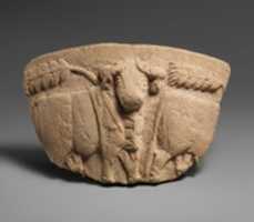 Free download Fragment of a vessel with wheat stalks and a procession of bulls in relief free photo or picture to be edited with GIMP online image editor