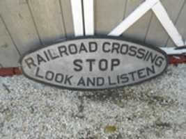 Free download Fuller F8318 Railroad Crossing Stop Look and Listen Cast Iron Sign free photo or picture to be edited with GIMP online image editor