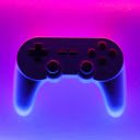 Gaming Vibes: Controller on a Blue Purple Pink Gradient  screen for extension Chrome web store in OffiDocs Chromium