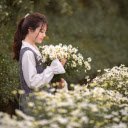 Girl and little chrysanthemum  screen for extension Chrome web store in OffiDocs Chromium