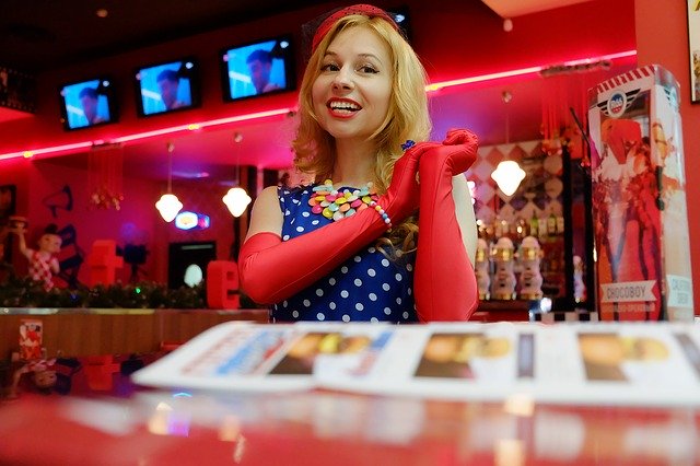 Free download girl lady diner route 66 gloves free picture to be edited with GIMP free online image editor