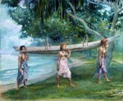 Free download Girls Carrying a Canoe, Vaiala in Samoa free photo or picture to be edited with GIMP online image editor