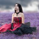 Girl sitting on purple grass  screen for extension Chrome web store in OffiDocs Chromium