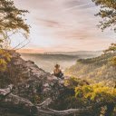 Girl sitting on the mountain  screen for extension Chrome web store in OffiDocs Chromium