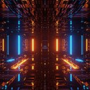 glowing neon blue and orange  screen for extension Chrome web store in OffiDocs Chromium