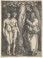 Free download God Forbidding Adam and Eve to Eat from the Tree of Knowledge, from The Story of Adam and Eve free photo or picture to be edited with GIMP online image editor