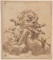 Free download God the Father Seated on a Cloud, Flanked by Two Putti free photo or picture to be edited with GIMP online image editor