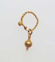 Free download Gold earring with ball stud and pendant free photo or picture to be edited with GIMP online image editor