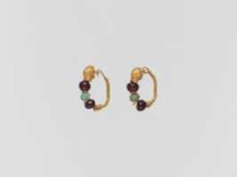 Free download Gold earring with womans head and beryl and garnet beads free photo or picture to be edited with GIMP online image editor