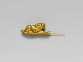 Free download Gold fibula (safety pin) with recumbent lion free photo or picture to be edited with GIMP online image editor