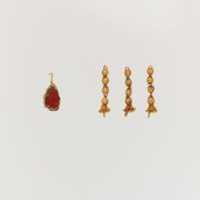 Free download Gold pendant with garnet and three gold tassels free photo or picture to be edited with GIMP online image editor