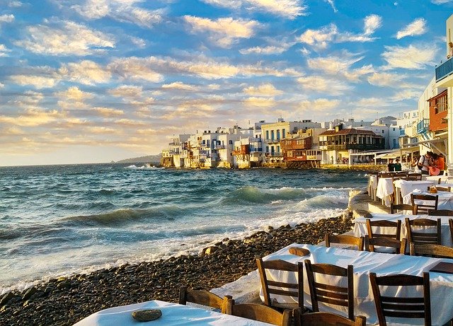 Free download greece beach dining sea free picture to be edited with GIMP free online image editor