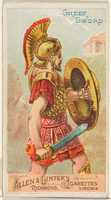 Scarica gratuitamente Greek Sword, dalla serie Arms of All Nations (N3) per foto o immagini gratuite di Allen & Ginter Cigarettes Brands da modificare con l'editor di immagini online GIMP