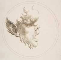 Free download Grotesque Head With a Bulging Forehead Looking to the Right Within a Circle free photo or picture to be edited with GIMP online image editor