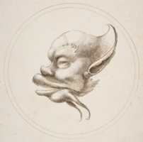 Free download Grotesque Head With a Large Eyebrow Looking to the Left Within a Circle free photo or picture to be edited with GIMP online image editor