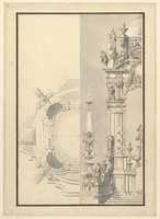 Free download Half Elevation and Half Ground Plan for a Catafalque for an Electress Palatine free photo or picture to be edited with GIMP online image editor