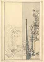 Free download Half elevation and half ground plan for a catafalque for Margherite Louise dOrleans, Granduchess of Tuscany (1645-1721) free photo or picture to be edited with GIMP online image editor