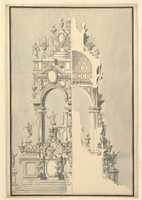 Free download Half Elevation and Half Section of Catafalque for a Duchess of Hanover, probably Sophia (1630-1714) free photo or picture to be edited with GIMP online image editor