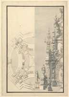 Free download Half Ground Plan and Half Elevation for a Catafalque for Duke Francesco of Parma (1694-1727) free photo or picture to be edited with GIMP online image editor