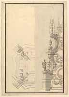 Free download Half Ground Plan and Half Elevation of a Catafalque, surmounted by a royal Crown free photo or picture to be edited with GIMP online image editor