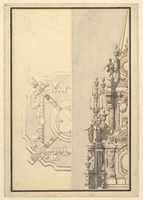 Free download Half Plan and Half Elevation for a Catafalque for Margarita Louisa, Gran Duchess of Tuscany (d. 1721) free photo or picture to be edited with GIMP online image editor