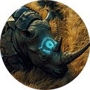 half rhino with futuristic robotic parts  screen for extension Chrome web store in OffiDocs Chromium